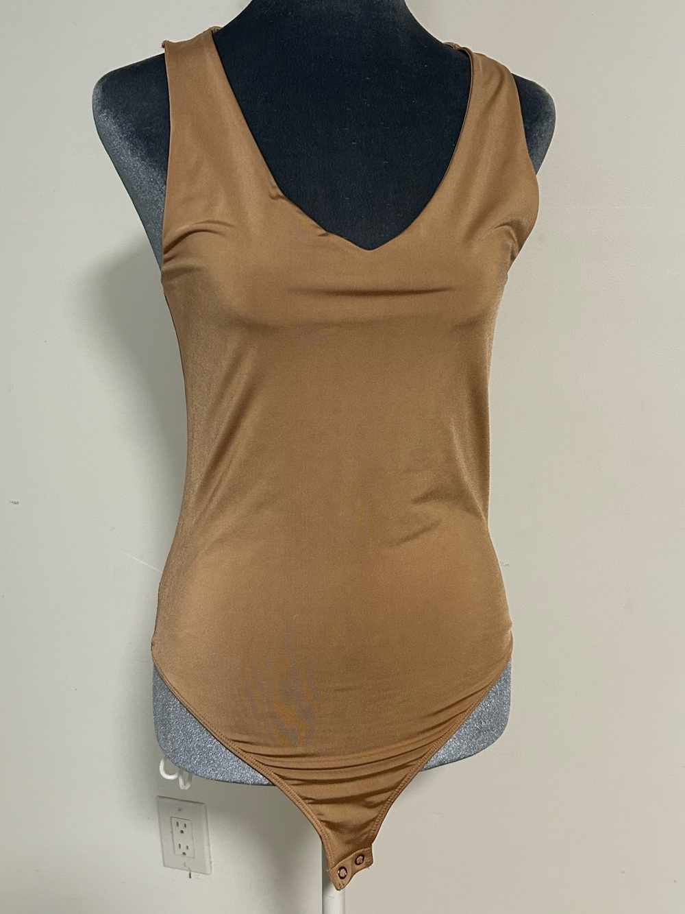 Express Brown Sleeveless V-Neck Bodysuit
